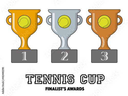 Tennis Cup Finalists Awards in Gold, Silver and Bronze