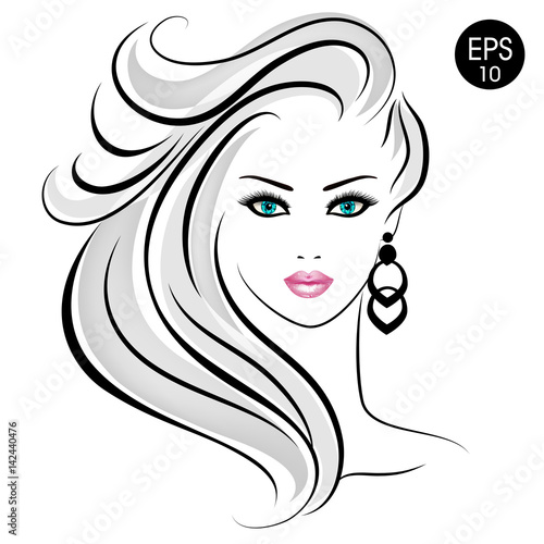 Stock blonde Woman. Beauty Girl Portrait with blonde hair and blue eyes