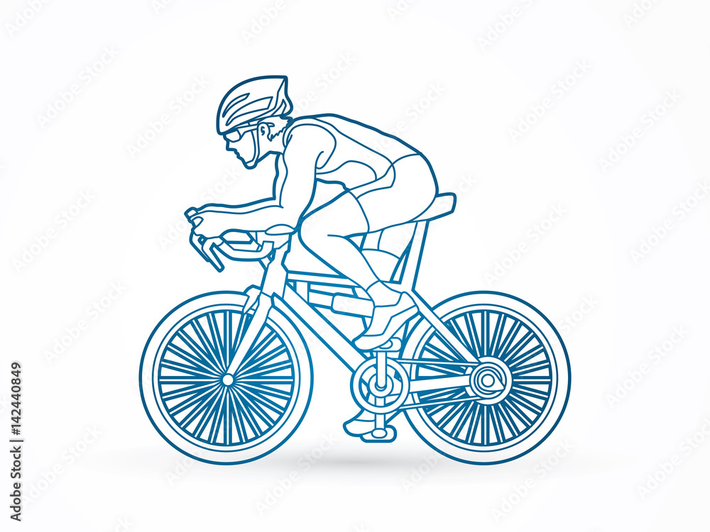 Naklejka premium Bicycle racing outline graphic vector
