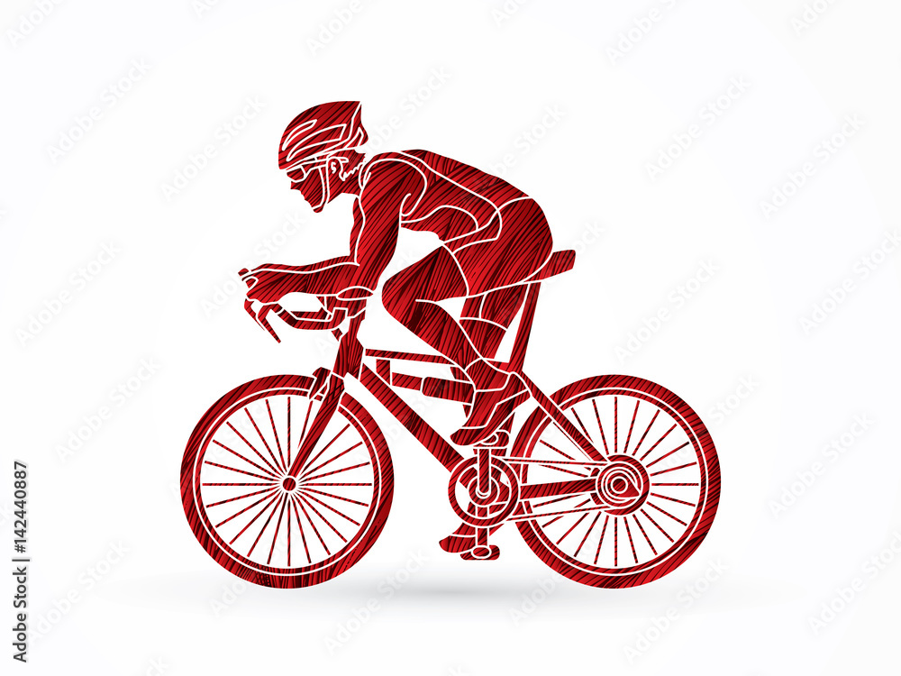 Obraz premium Bicycle racing designed using red grunge brush graphic vector