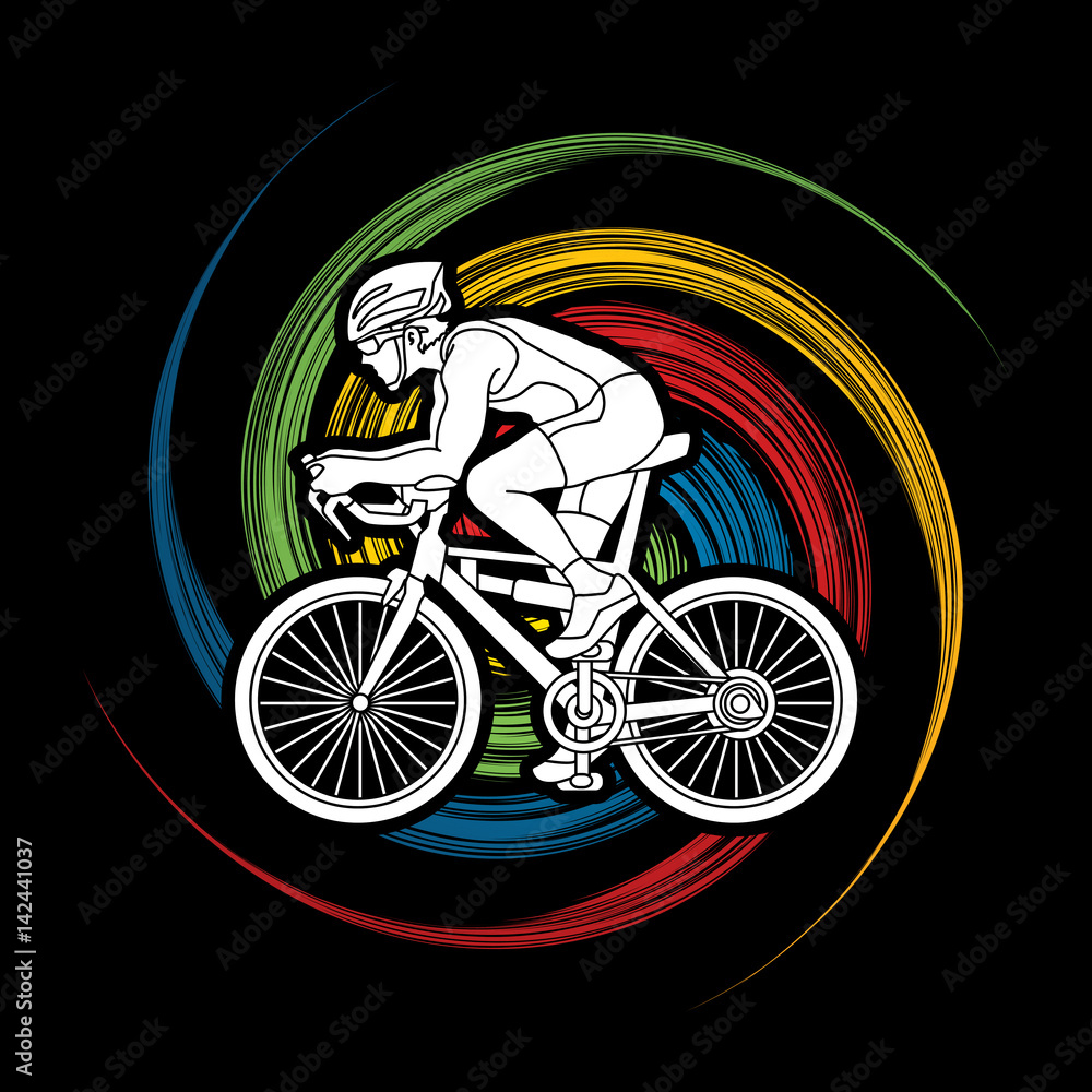 Fototapeta premium Bicycle racing designed on spin wheel background graphic vector