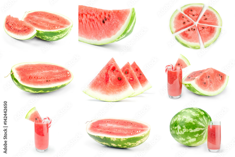 Group of Sweet watermelon isolated on a white cutout Group of Sweet watermelon isolated on a white cutout