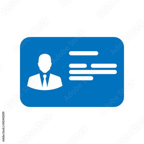 Icono plano carnet de identidad azul en fondo blanco