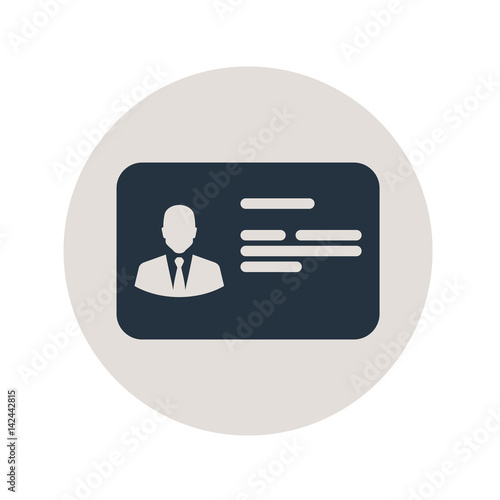 Icono plano carnet de identidad en circulo gris