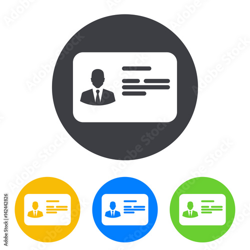 Icono plano carnet de identidad en circulo varios colores