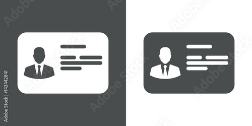Icono plano carnet de identidad gris y blanco