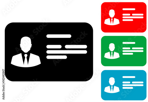 Icono plano carnet de identidad varios colores