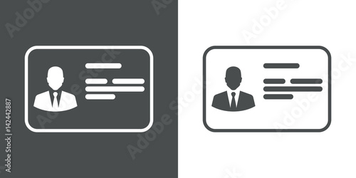 Icono plano carnet identidad gris y blanco