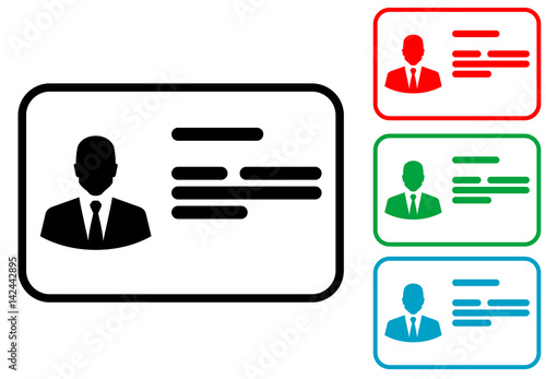 Icono plano carnet identidad varios colores
