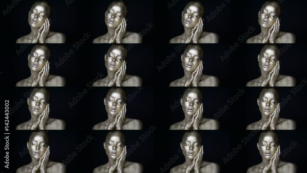 A young man passes by and kisses the girl.A collage of 16 pieces A young man passes by and kisses the girl.A collage of 16 pieces