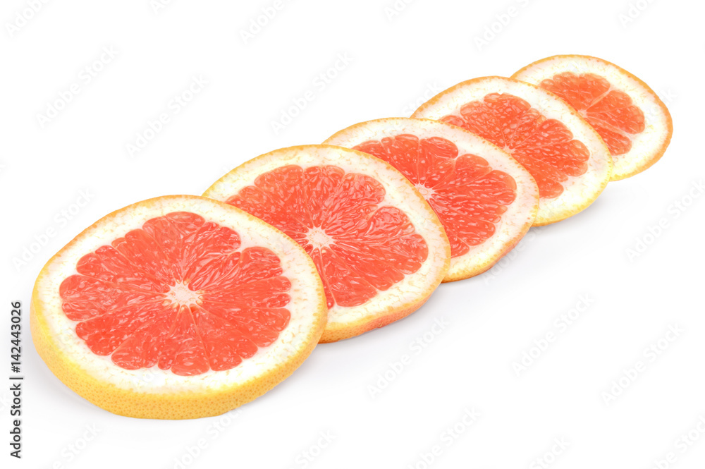 Grapefruit slices isolated on white background cutout Grapefruit slices isolated on white background cutout