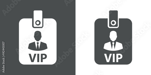 Icono plano identificacion vertical VIP gris y blanco