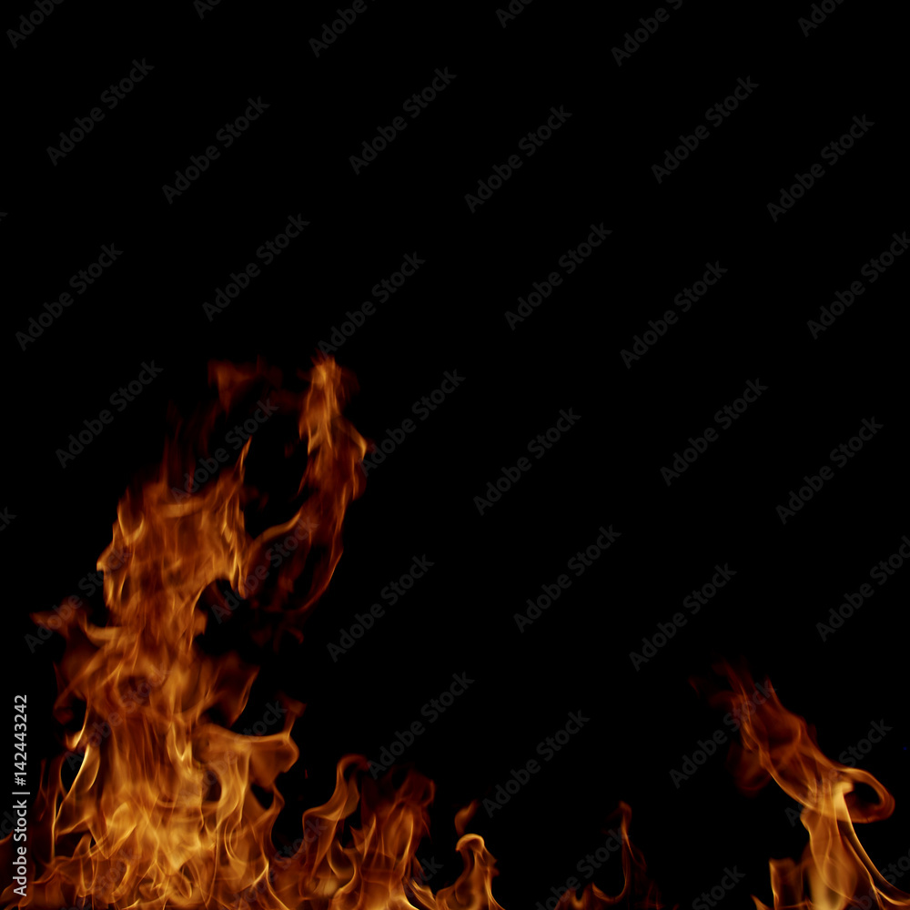 Fire flames on black background Fire flames on black background