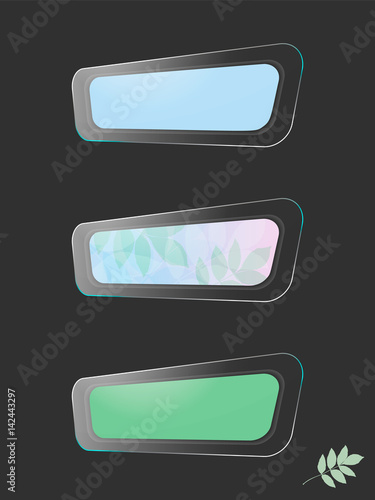 Foliage button set, azure pink green colors 