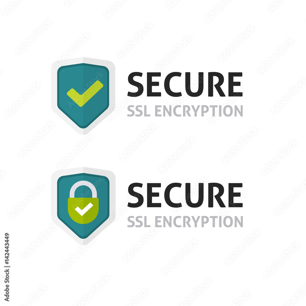 SSL secure payment certificate icon vector, https secure encryption shield, protected connection label, lock symbol isolated on white SSL secure payment certificate icon vector, https secure encryption shield, protected connection label, lock symbol isolated on white