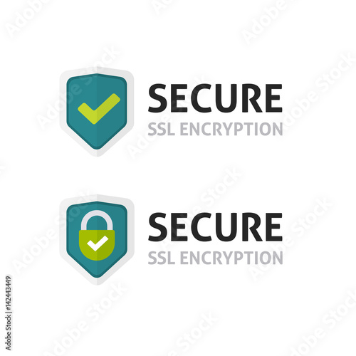 SSL secure payment certificate icon vector, https secure encryption shield, protected connection label, lock symbol isolated on white