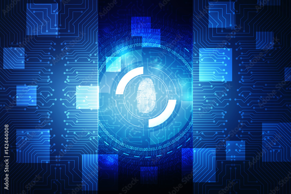 Obraz premium Abstract technology background.Security system concept with fingerprint