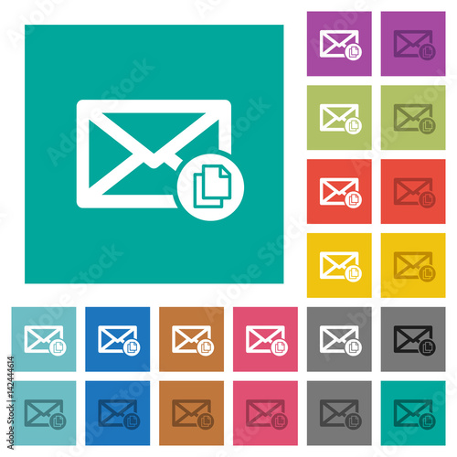 Copy mail square flat multi colored icons