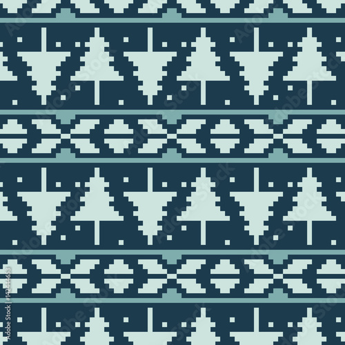 Pixel spruces seamless vector pattern