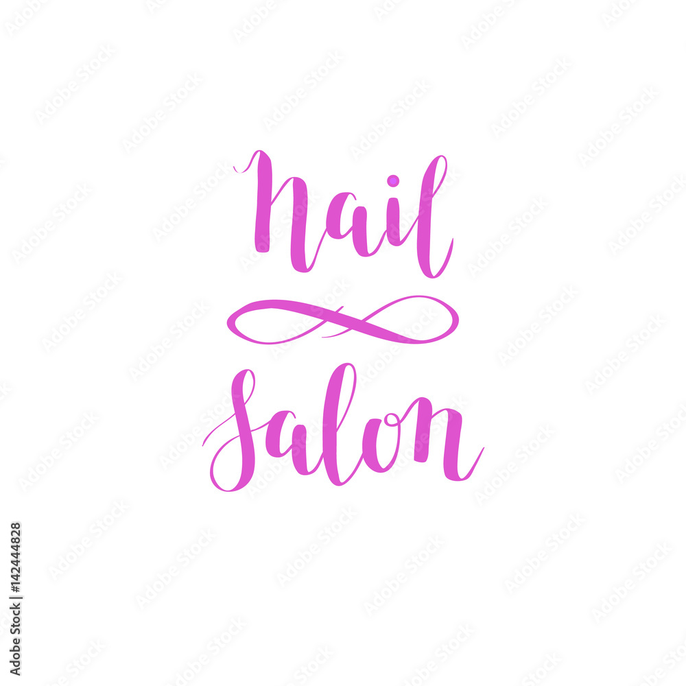 Hand-drawn vector nail salon lettering design