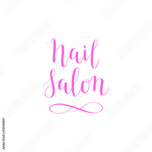Hand-drawn vector nail salon lettering design