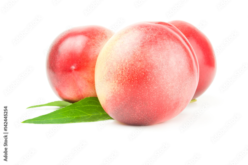 Ripe peaches isolated on a white background cutout Ripe peaches isolated on a white background cutout