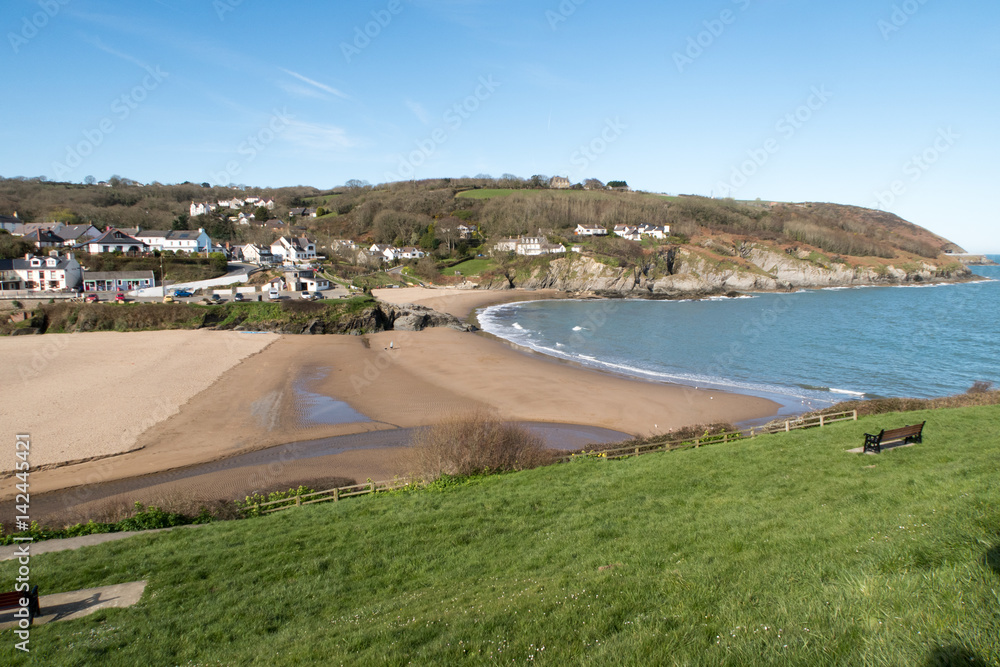 Aberporth beach on a quiet day in early spring