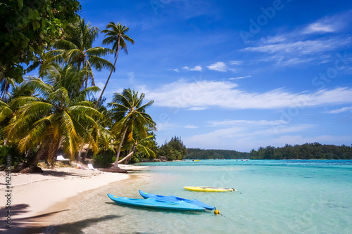 Paradise tropical beach and lagoon in Moorea Island