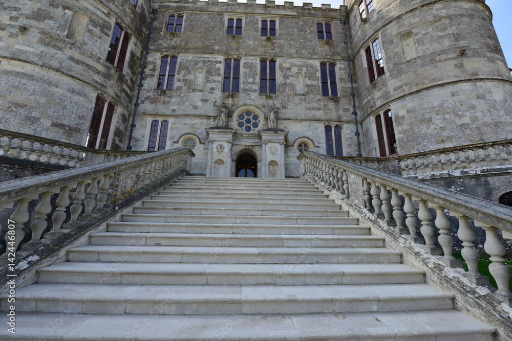 The stone steps entrance to Lulworth castle