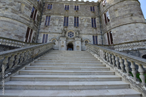 The stone steps entrance to Lulworth castle photo