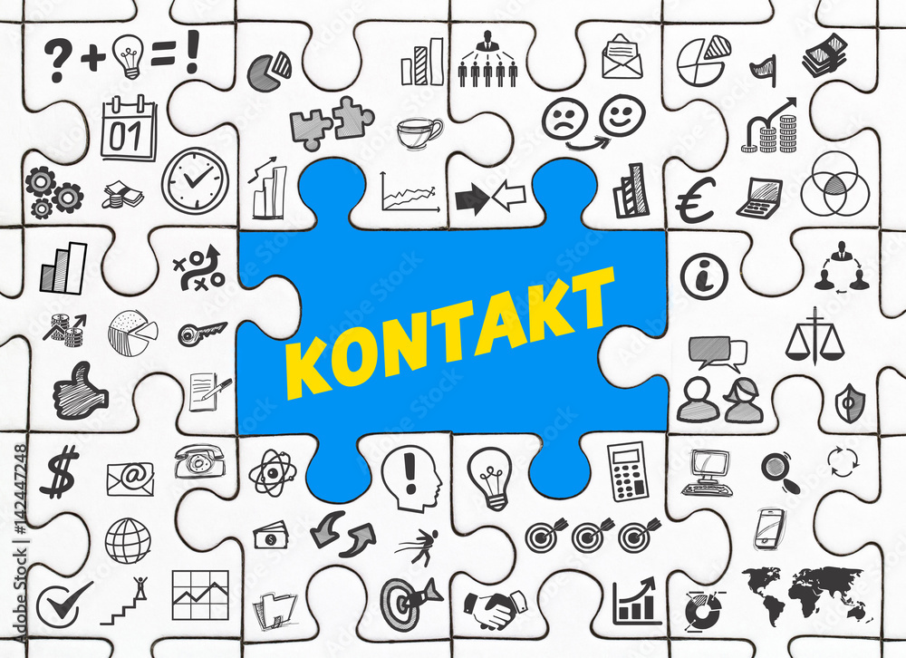 Naklejka premium Kontakt / Puzzle mit Symbole