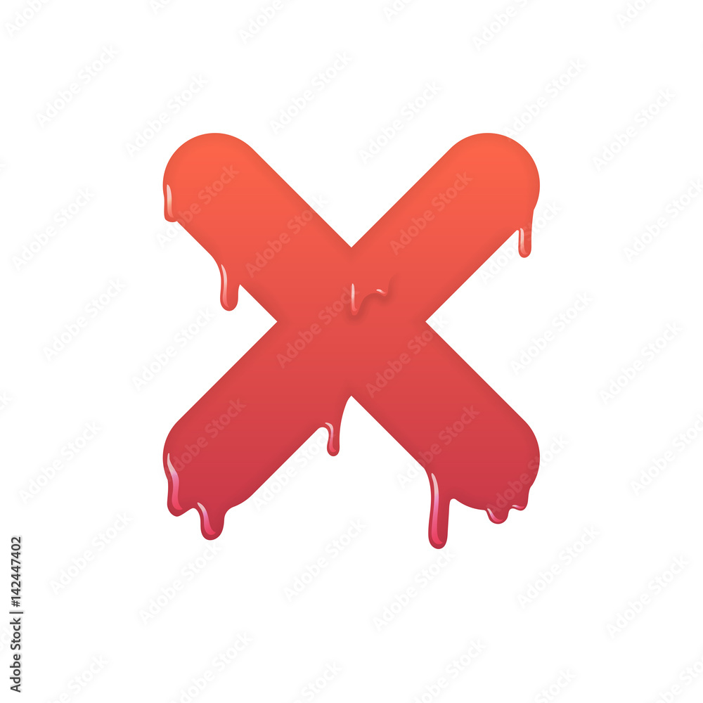 Obraz premium Melting deny icon. Negative answer symbol illustration