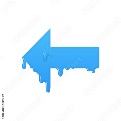 Left melting arrow icon. Previous symbol illustration