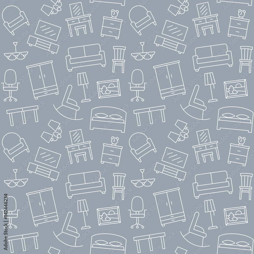 Furniture seamless pattern background illustration