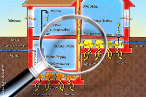 The danger of radon gas in our homes - concept illustration