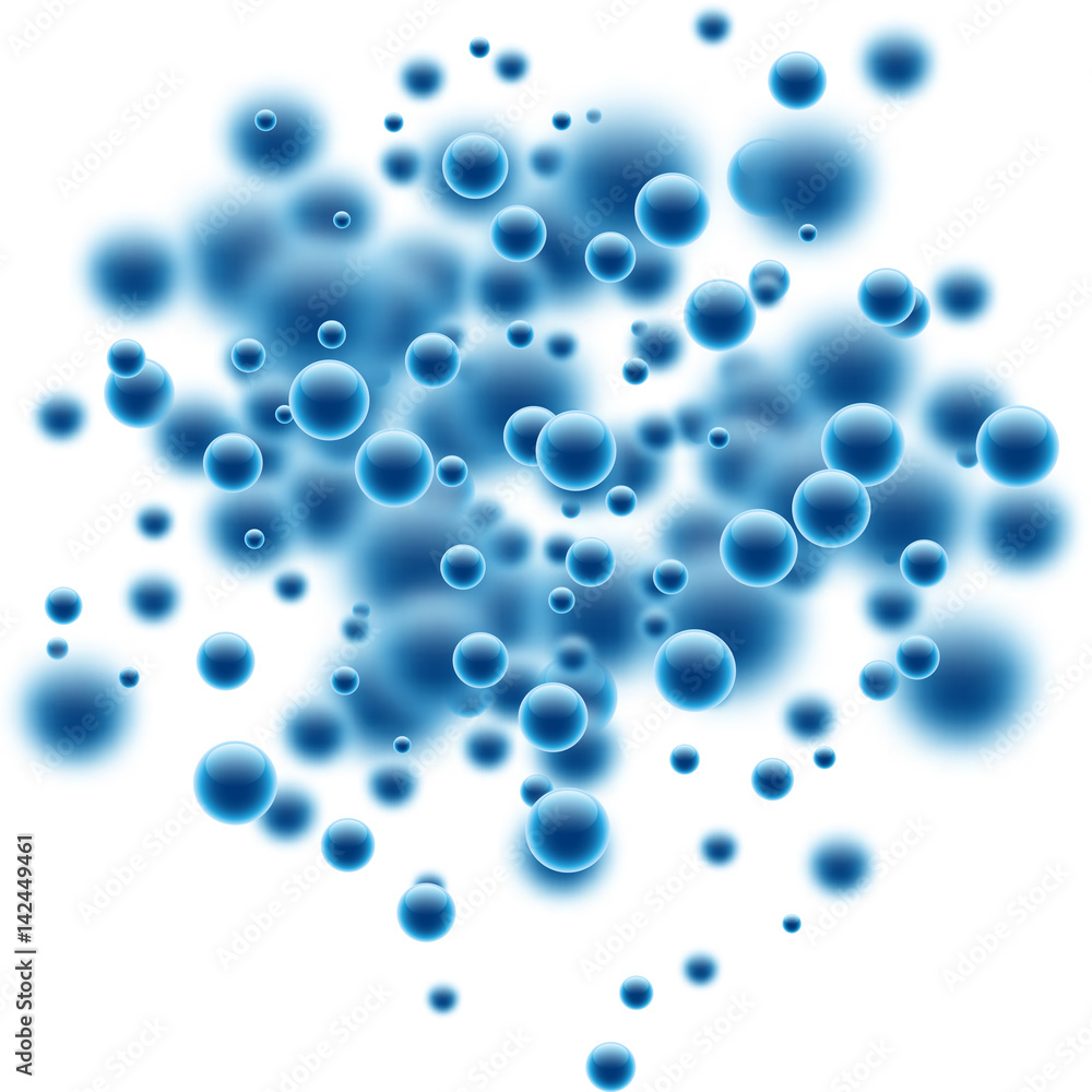 Blue background with 3d bubbles. Blue background with 3d bubbles.