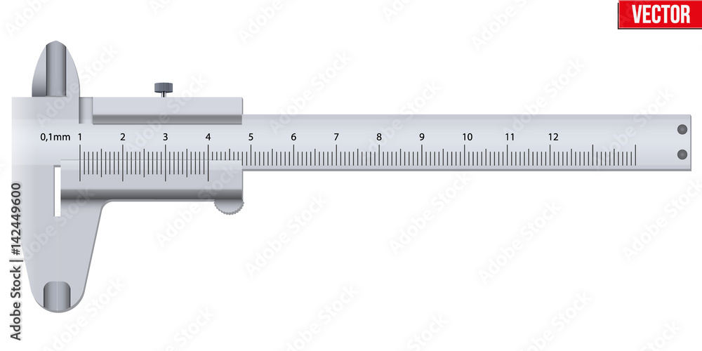 The Vernier caliper and scale. Measuring tool and wquipment. Editable Vector Illustration isolated on white background. The Vernier caliper and scale. Measuring tool and wquipment. Editable Vector Illustration isolated on white background.