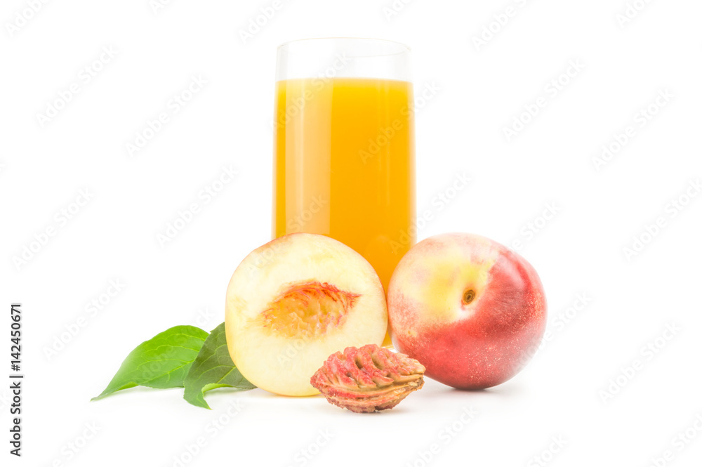 Juicy ripe peaches on a white background. Clipping path