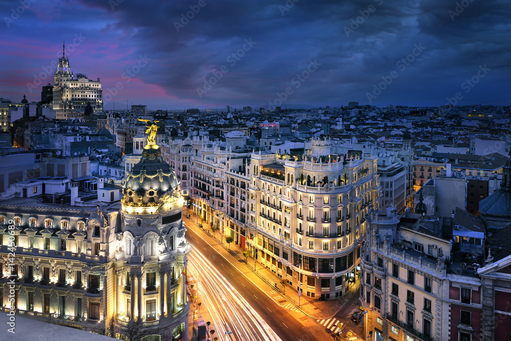 Obraz premium Centrum Madrytu, Gran Vis Hiszpania