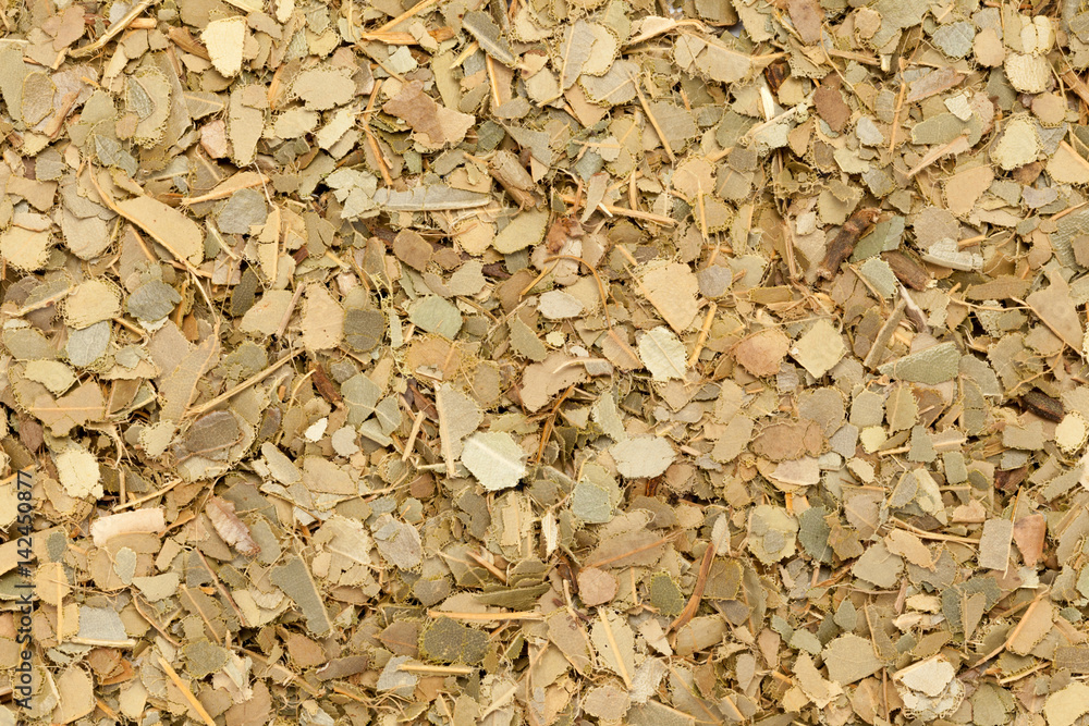 Dried and cut Organic Indian bay leaf or tejpat, tejapatta, Malabar leaf (Cinnamomum tamala). Macro closeup background texture. Top view. Dried and cut Organic Indian bay leaf or tejpat, tejapatta, Malabar leaf (Cinnamomum tamala). Macro closeup background texture. Top view.