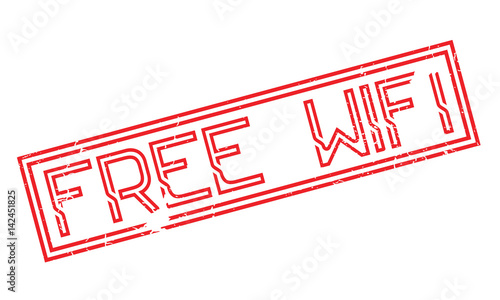 Free Wifi rubber stamp. Grunge design with dust scratches. Effects can be easily removed for a clean, crisp look. Color is easily changed.