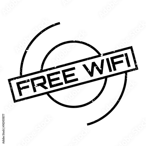 Free Wifi rubber stamp. Grunge design with dust scratches. Effects can be easily removed for a clean, crisp look. Color is easily changed.