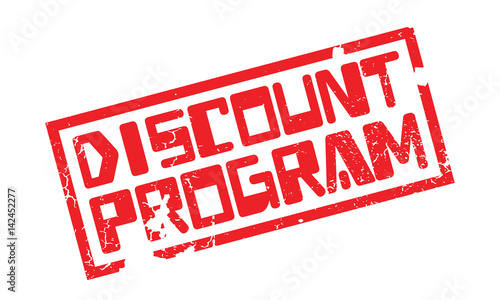 Discount Program rubber stamp. Grunge design with dust scratches. Effects can be easily removed for a clean, crisp look. Color is easily changed.