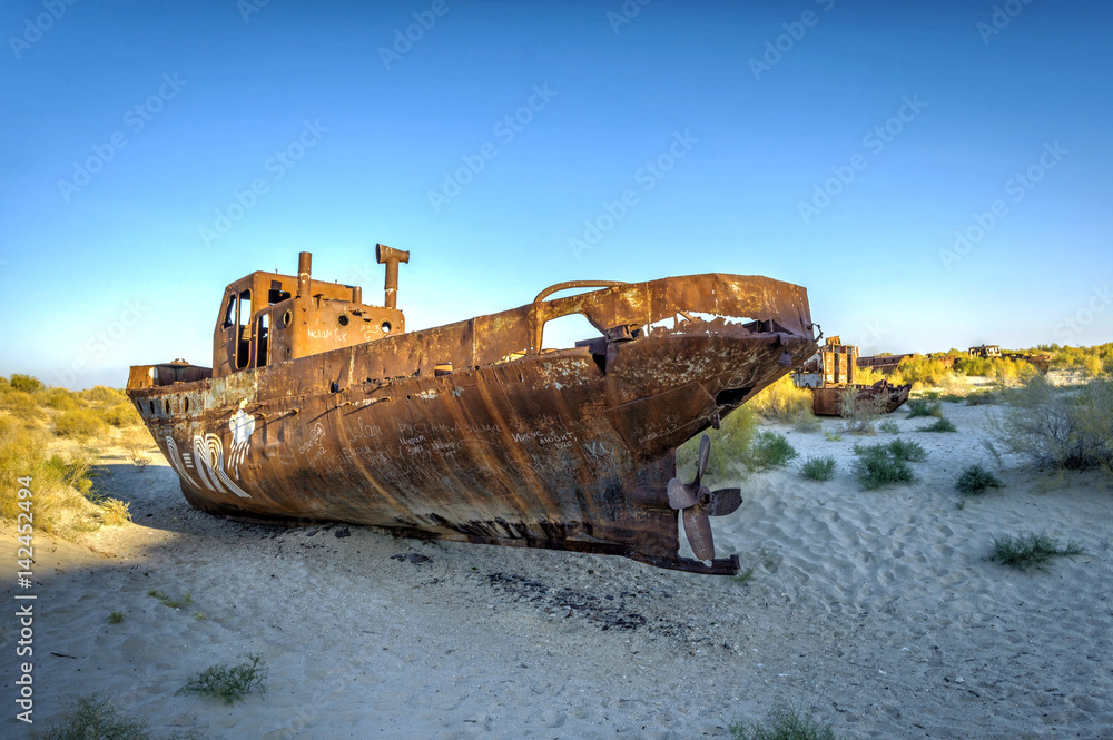 Ship cemetery, Aral Sea, Uzbekistan Ship cemetery, Aral Sea, Uzbekistan