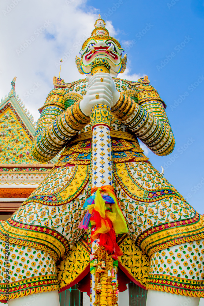 Deamen guard Bangkok kings palace ancient temple in thailand.
