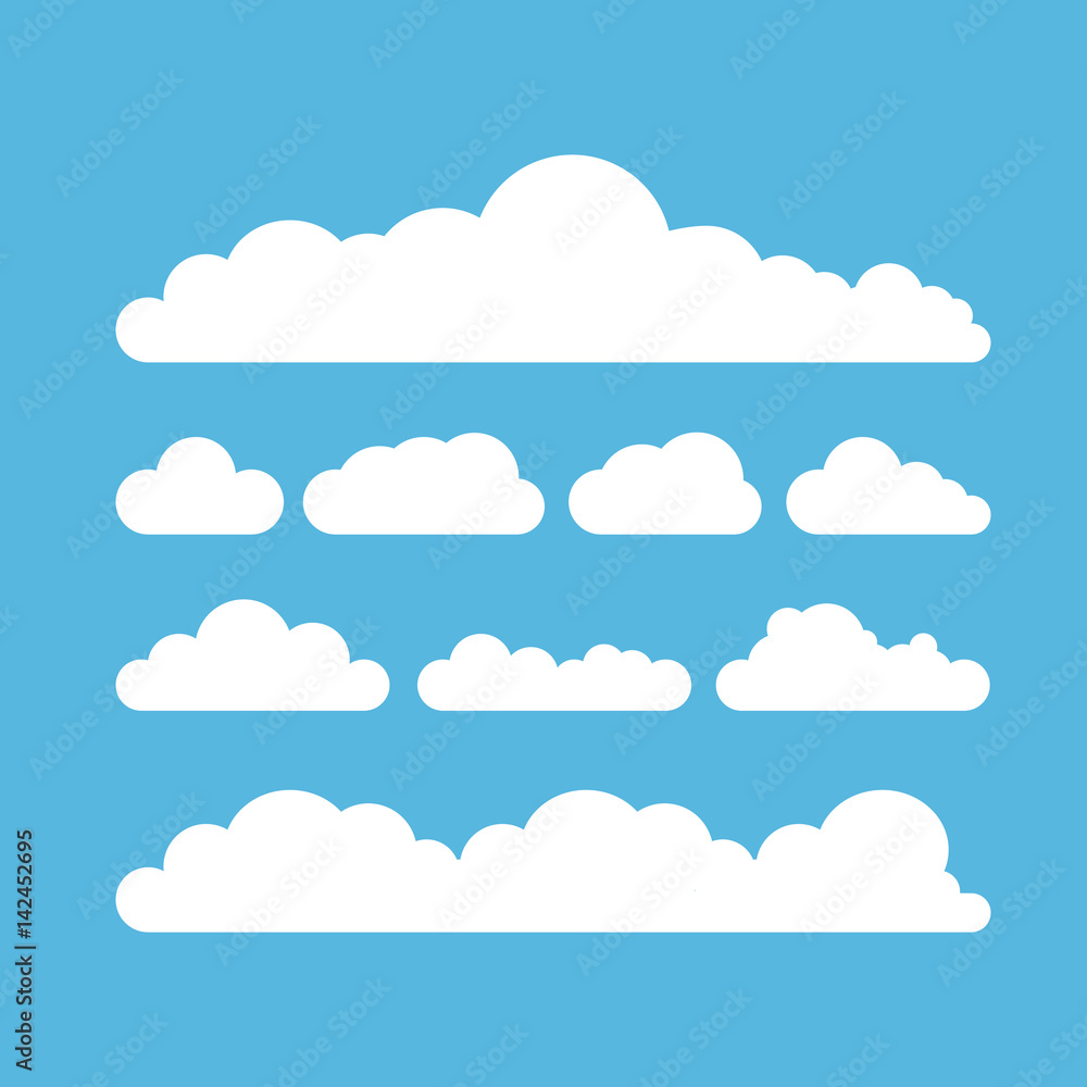 vector white summer clouds set isolated on blue vector white summer clouds set isolated on blue