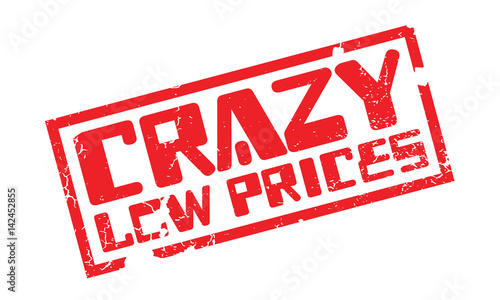 Crazy Low Prices rubber stamp. Grunge design with dust scratches. Effects can be easily removed for a clean, crisp look. Color is easily changed.