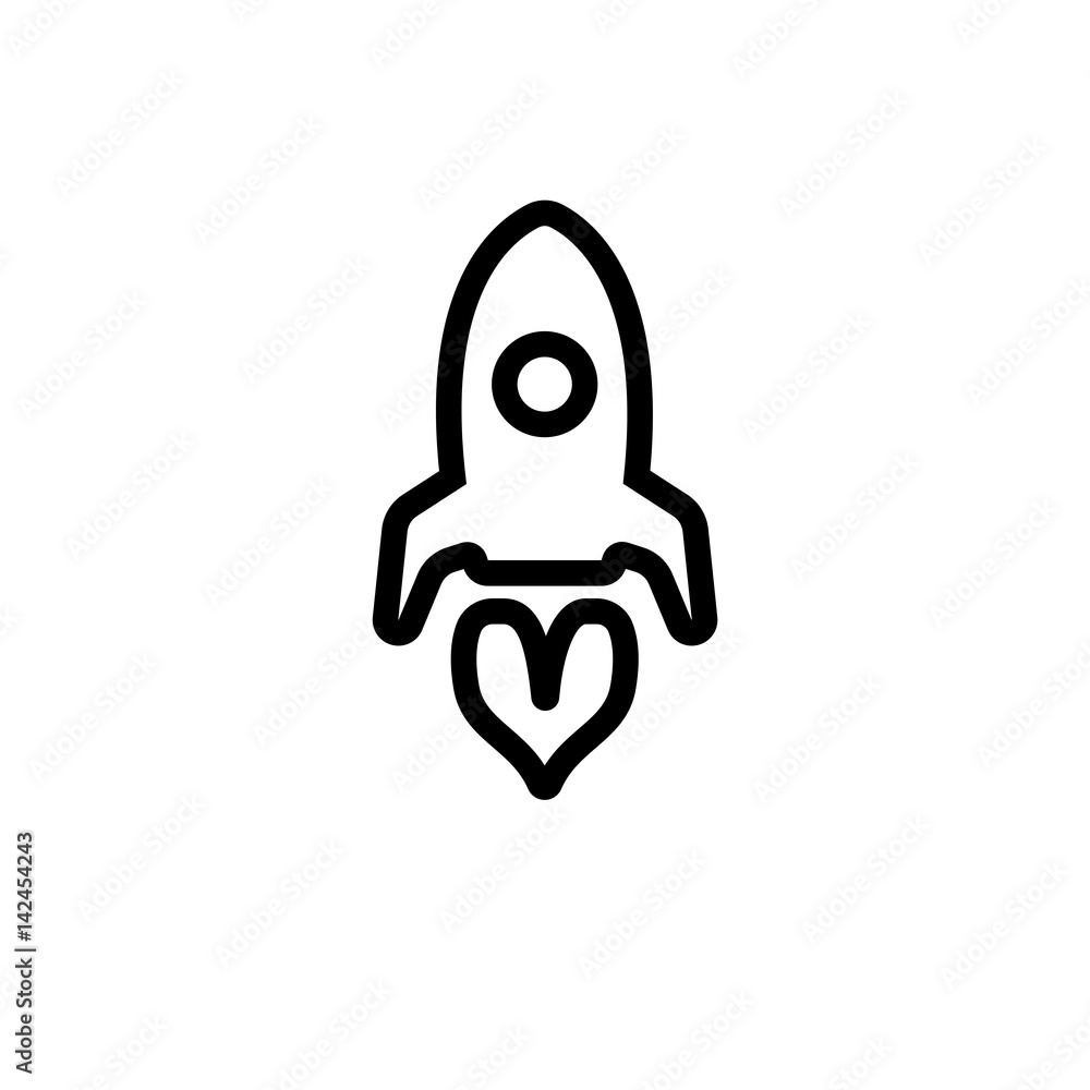 Rocket minimal line icon. Start up business outlined logo Rocket minimal line icon. Start up business outlined logo