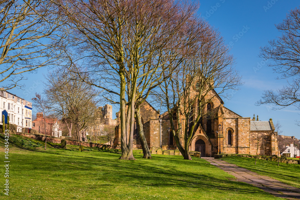 St Mary's Church Scarborough / Scarborough is a town on the North Sea coast of North Yorkshire.  St Mary's Church is located on Castle Hill next to the castle