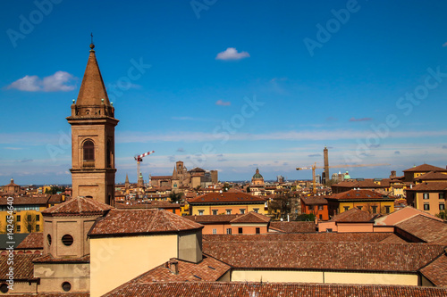 Bologna cityscape of the city center. Landmark of Emilia Romagna.